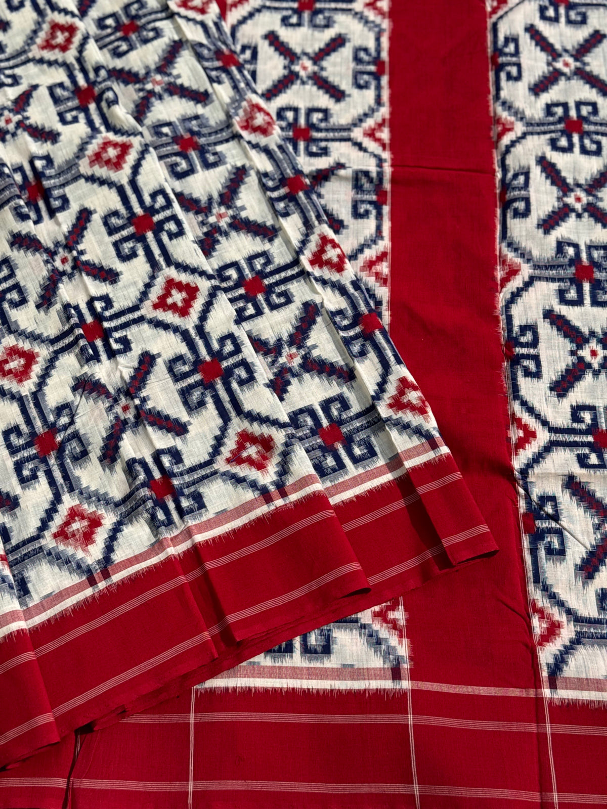 Telia Rumal inspired Double Ikkat Cotton Saree