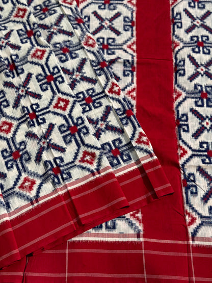 Telia Rumal inspired Double Ikkat Cotton Saree