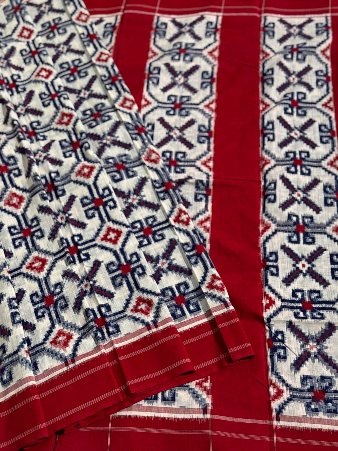 Telia Rumal inspired Double Ikkat Cotton Saree