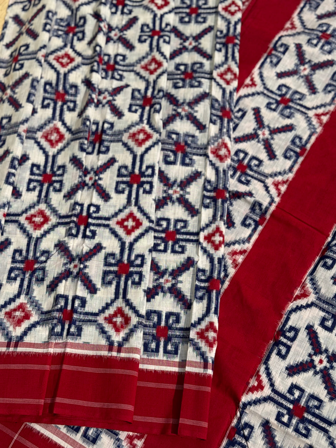 Telia Rumal inspired Double Ikkat Cotton Saree