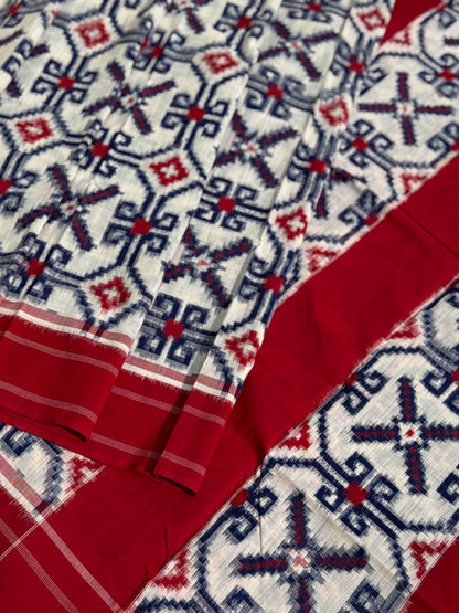 Telia Rumal inspired Double Ikkat Cotton Saree