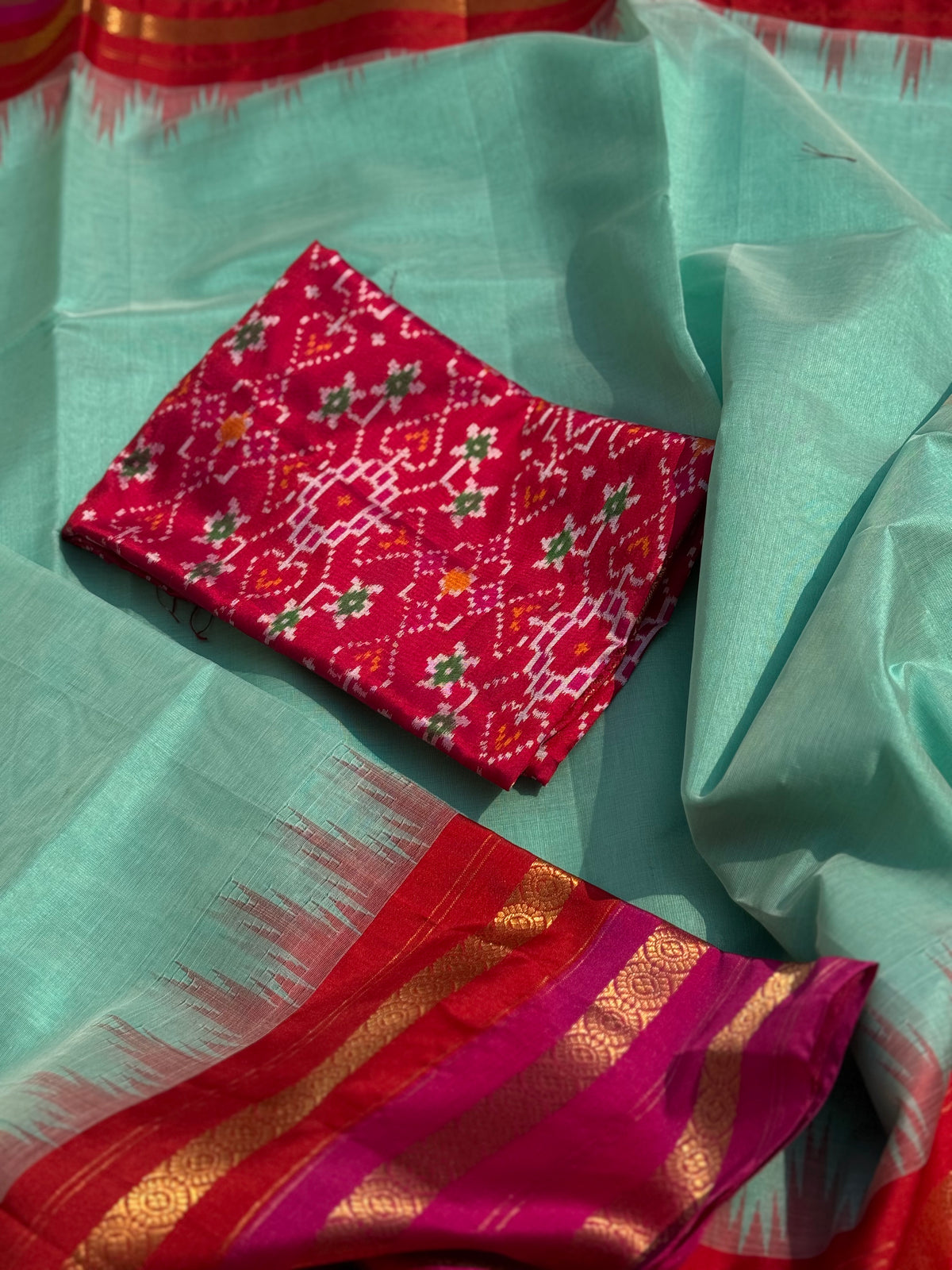 Handspun and handwoven ponduru Khadhi by silk saree