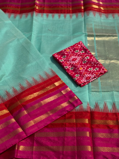 Handspun and handwoven ponduru Khadhi by silk saree