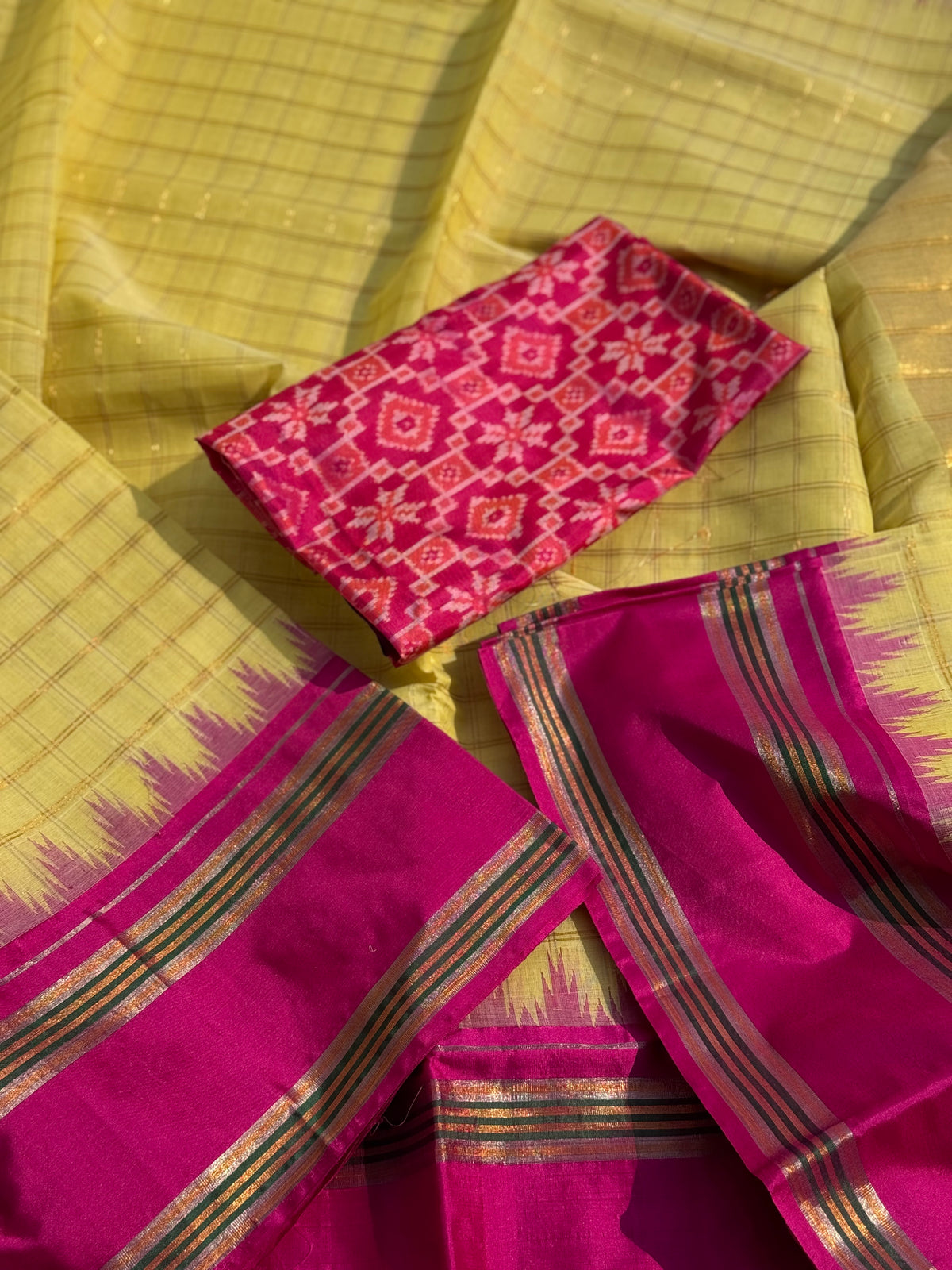 Handspun and handwoven ponduru Khadhi cotton saree