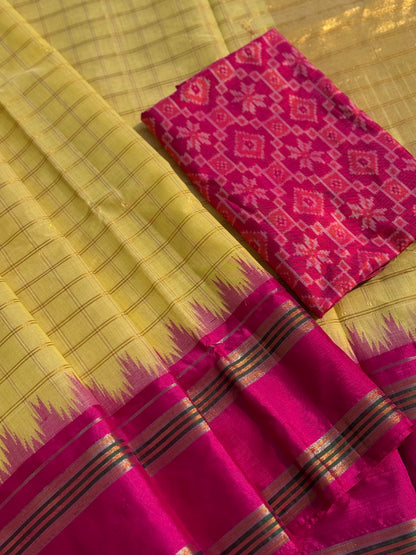 Handspun and handwoven ponduru Khadhi cotton saree