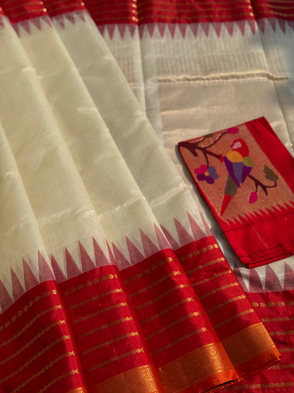 Handspun and handwoven ponduru Khadhi by silk saree