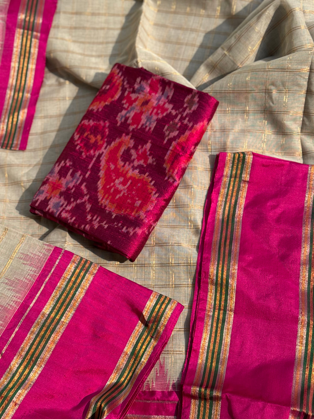Handspun and handwoven ponduru Khadhi cotton saree