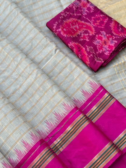 Handspun and handwoven ponduru Khadhi cotton saree