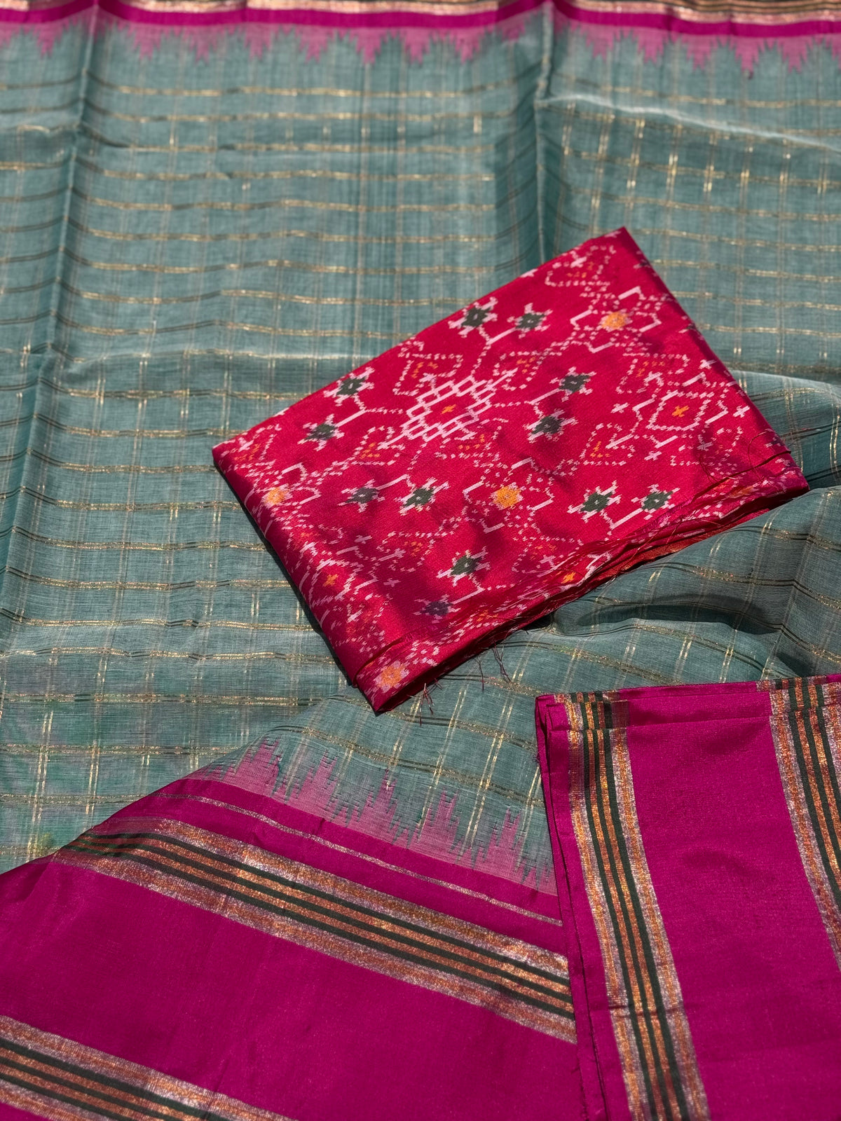 Handspun and handwoven ponduru Khadhi cotton saree