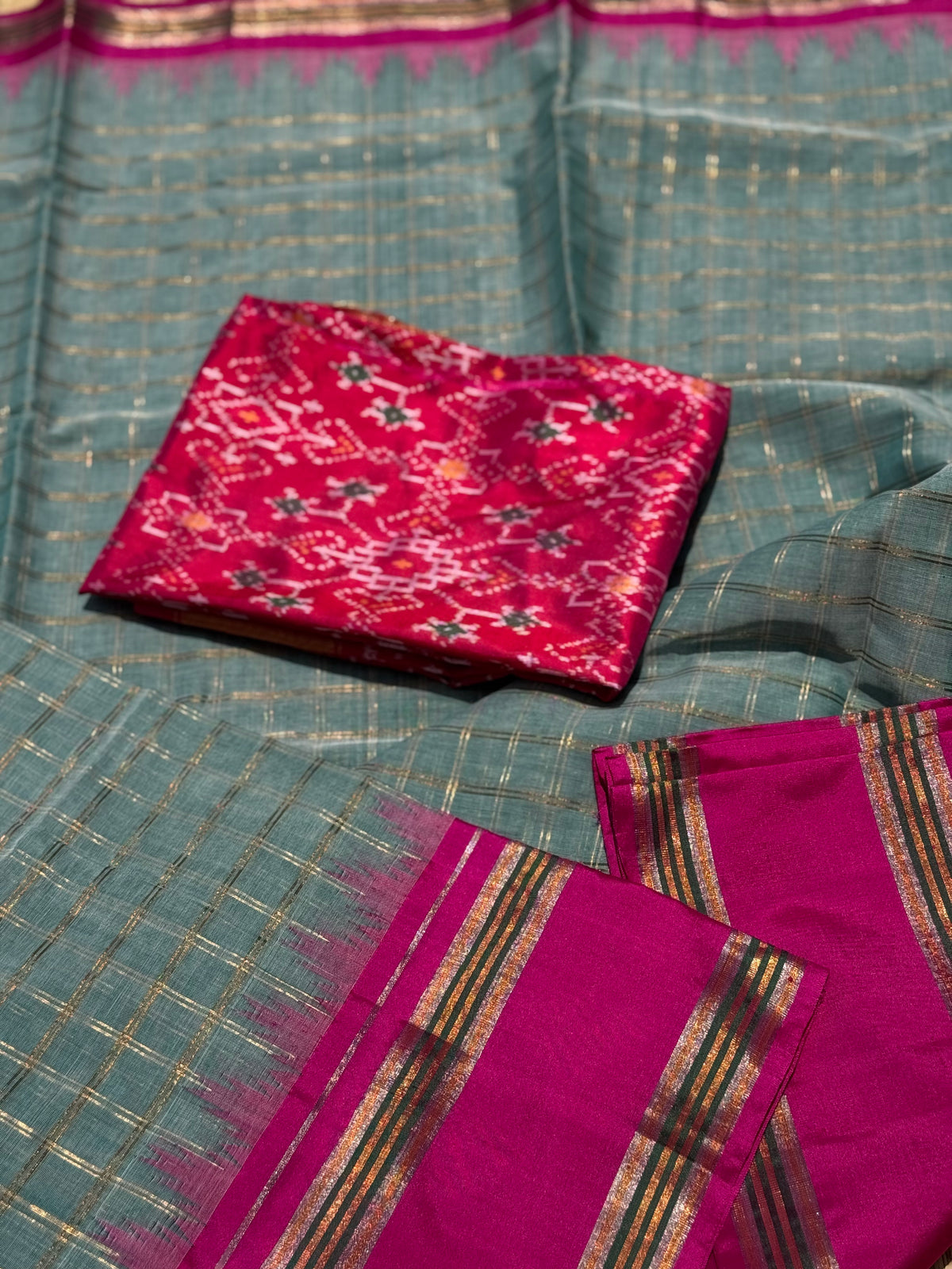 Handspun and handwoven ponduru Khadhi cotton saree