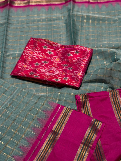 Handspun and handwoven ponduru Khadhi cotton saree