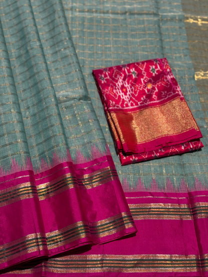 Handspun and handwoven ponduru Khadhi cotton saree