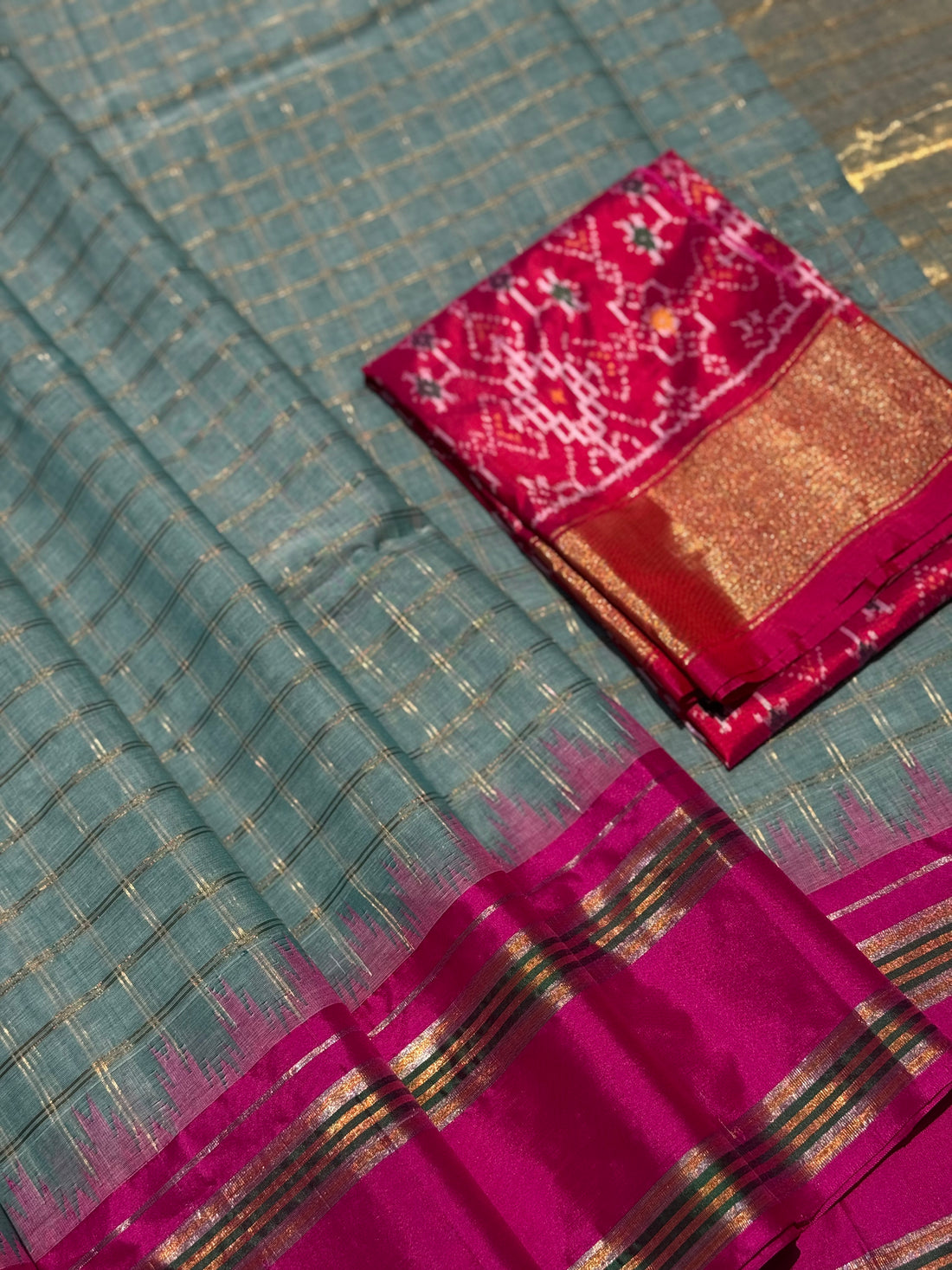 Handspun and handwoven ponduru Khadhi cotton saree
