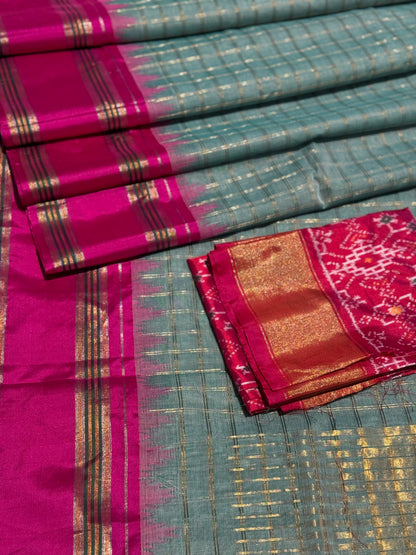 Handspun and handwoven ponduru Khadhi cotton saree