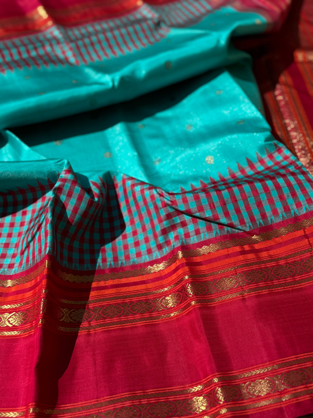 PARAMPARA Kanchivaram silk saree in seafoam blue with arakku shade