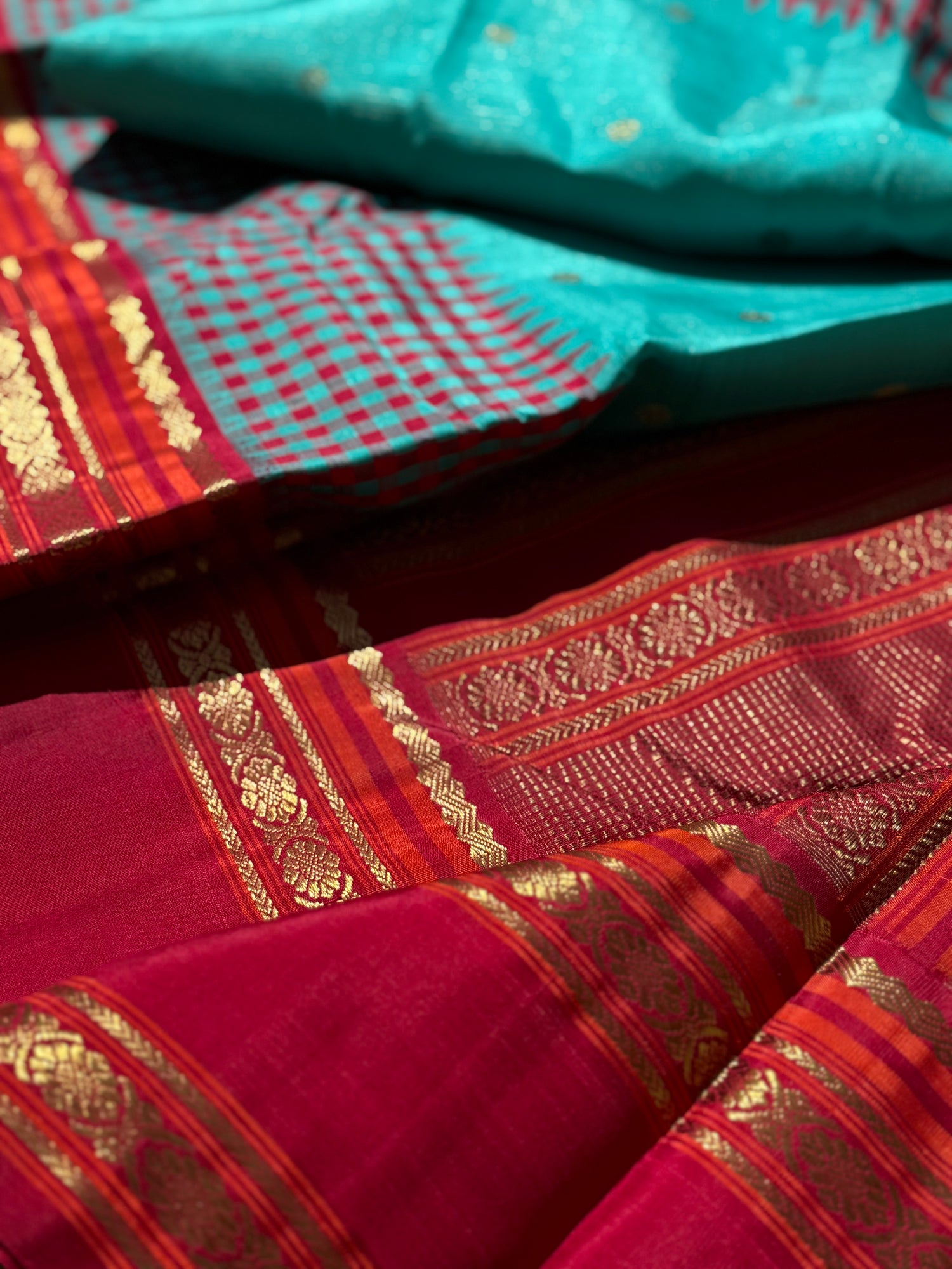 PARAMPARA Kanchivaram silk saree in seafoam blue with arakku shade