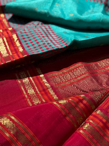 PARAMPARA Kanchivaram silk saree in seafoam blue with arakku shade