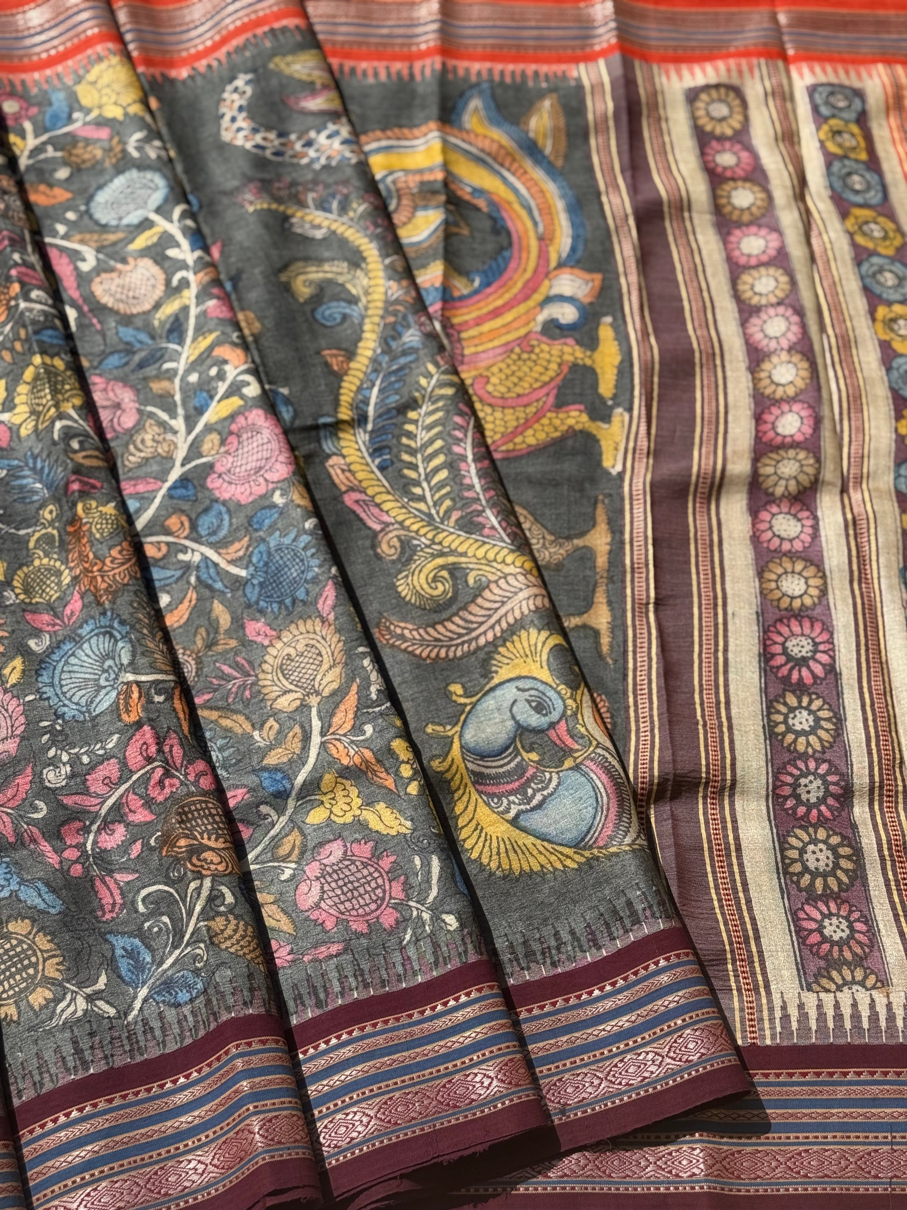 A gorgeous one of a kind created in vidharbha tussar silk a beautiful mauve shade