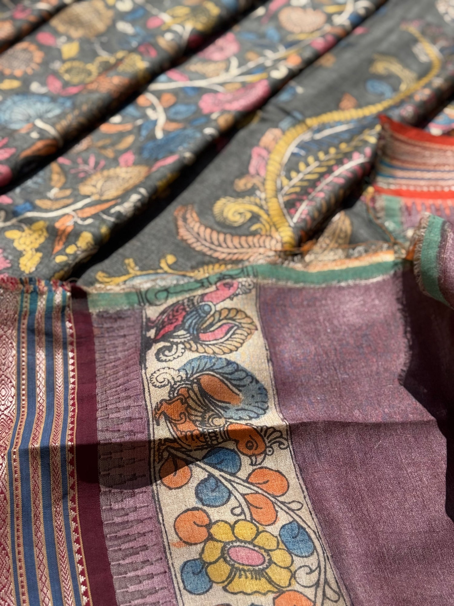 A gorgeous one of a kind created in vidharbha tussar silk a beautiful mauve shade