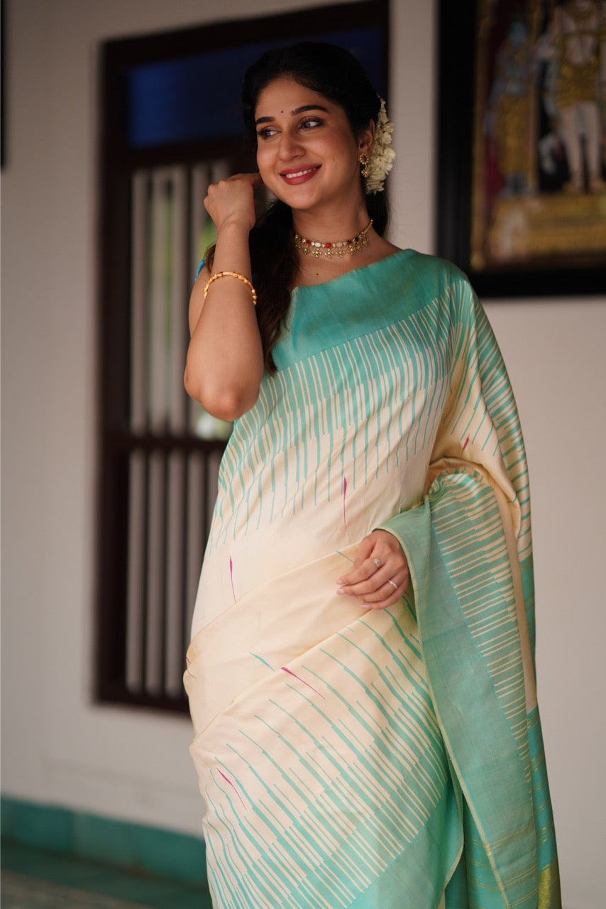 Gorgeous 8 kol weave Pearl white kanchivaram silk saree