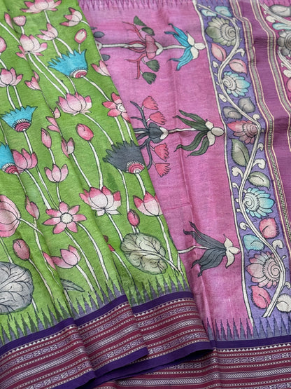 A GORGEOUS PENKALAMKARI ON VIDHARBHA TUSSAR SILK SAREE