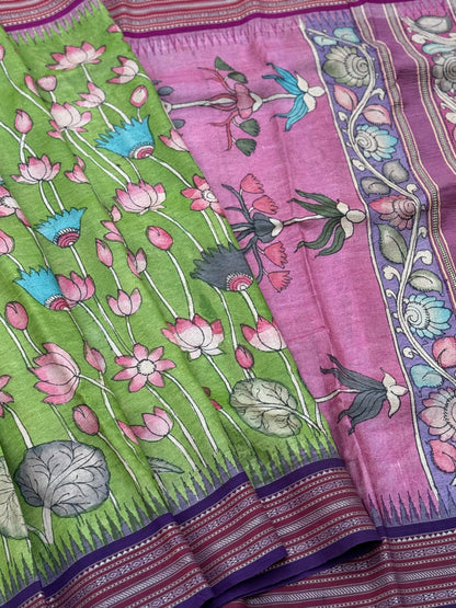 A GORGEOUS PENKALAMKARI ON VIDHARBHA TUSSAR SILK SAREE