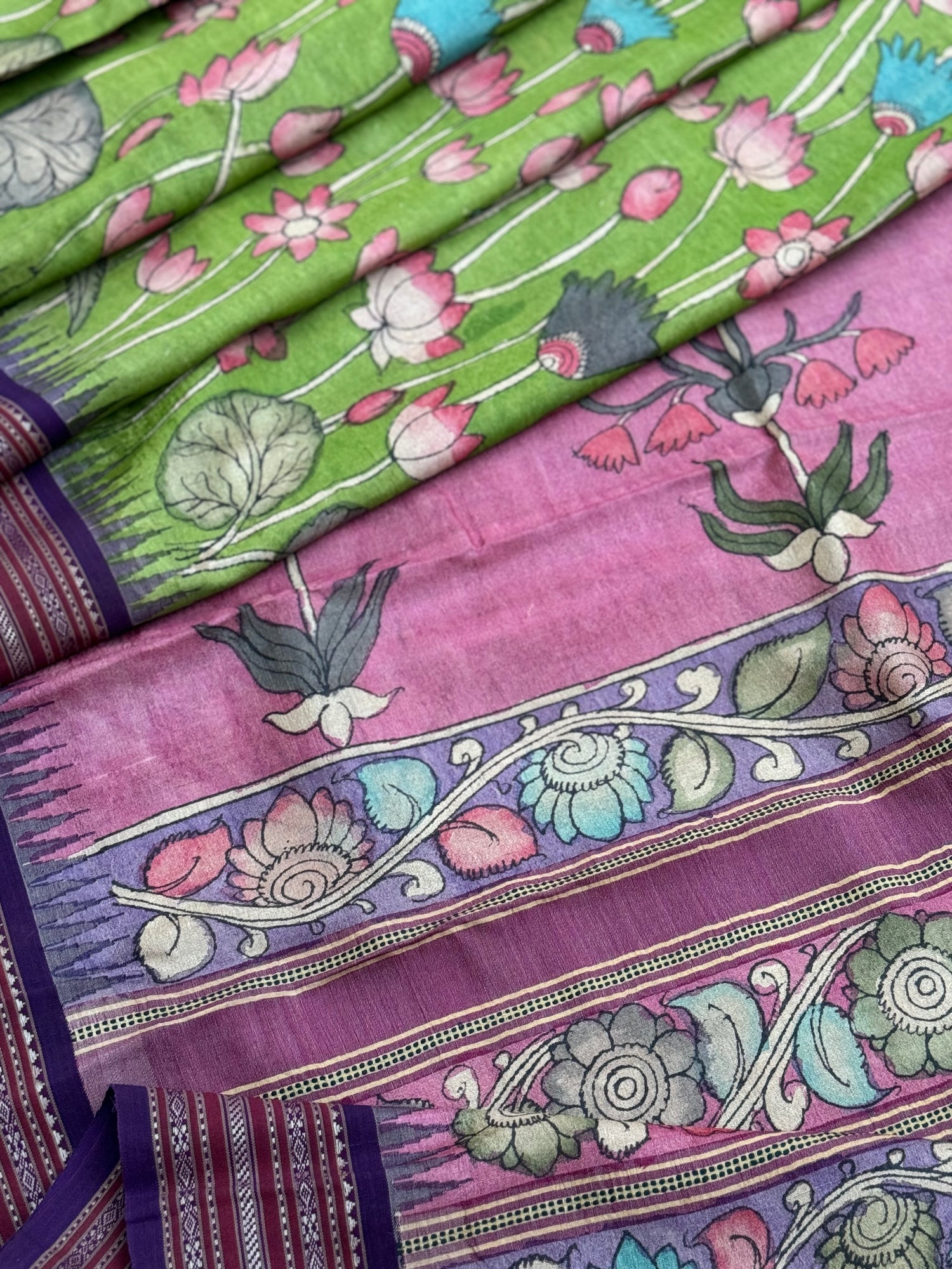 A GORGEOUS PENKALAMKARI ON VIDHARBHA TUSSAR SILK SAREE