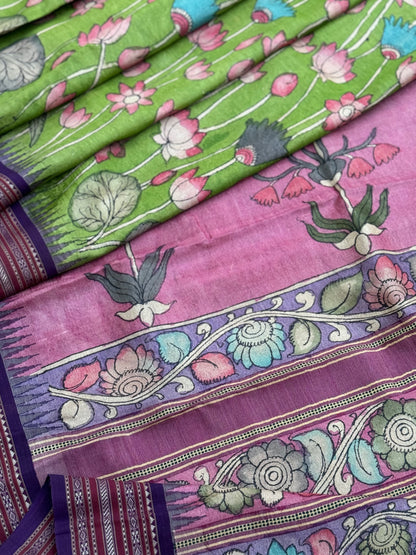 A GORGEOUS PENKALAMKARI ON VIDHARBHA TUSSAR SILK SAREE