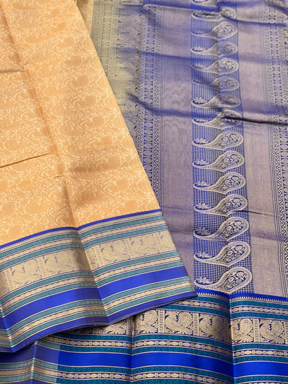 Threadwork Kanchivaram Silk Saree With Vanasingaram Threadwork Body And Zari Border