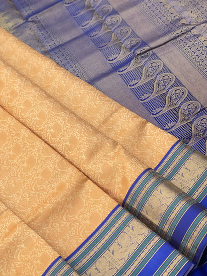 Threadwork Kanchivaram Silk Saree With Vanasingaram Threadwork Body And Zari Border