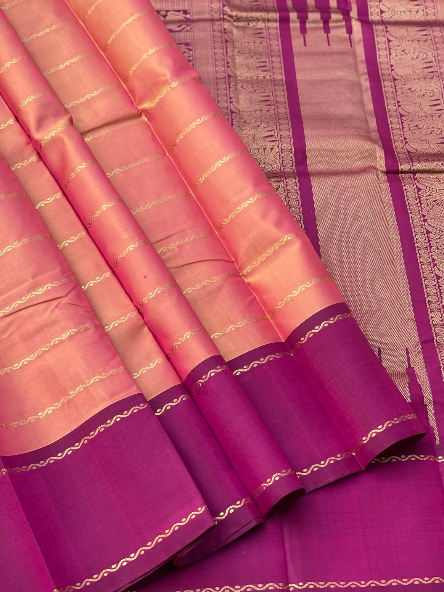 Threadwork Kanchivaram Silk Saree With Neli Veldhari And Rettapettu Border