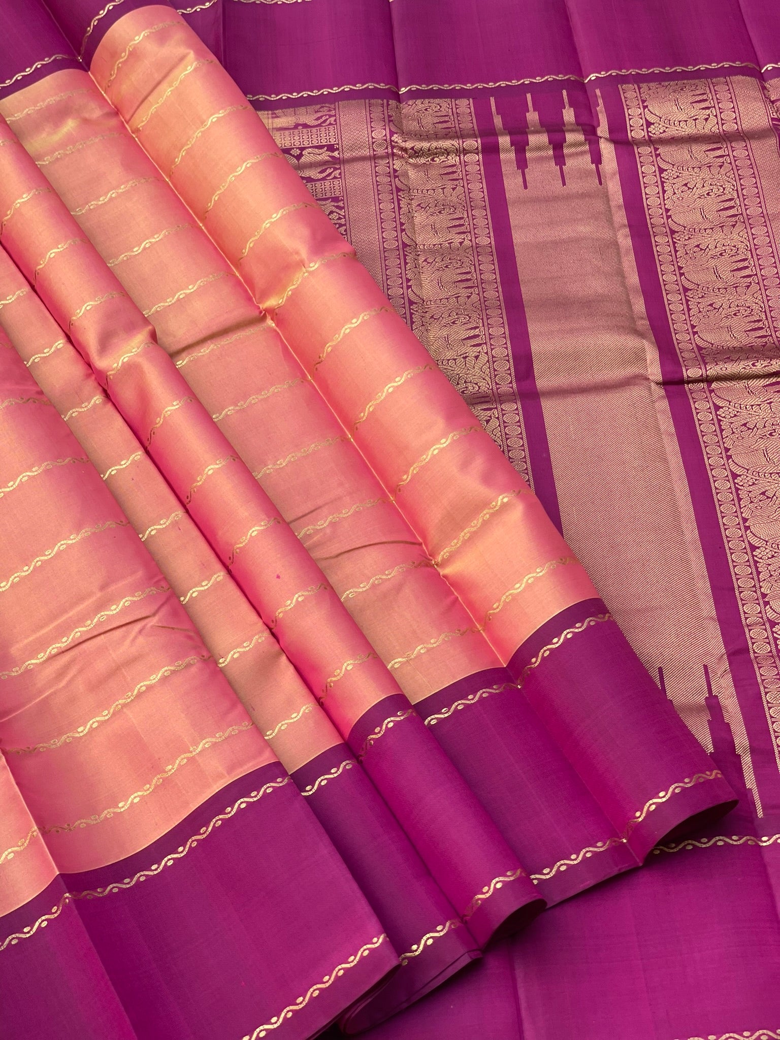 Threadwork Kanchivaram Silk Saree With Neli Veldhari And Rettapettu Border