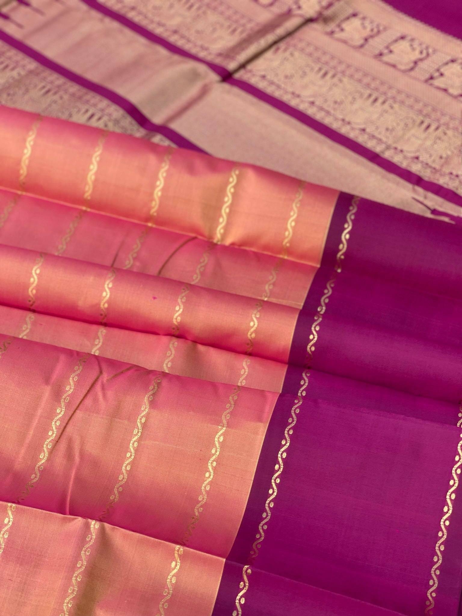 Threadwork Kanchivaram Silk Saree With Neli Veldhari And Rettapettu Border