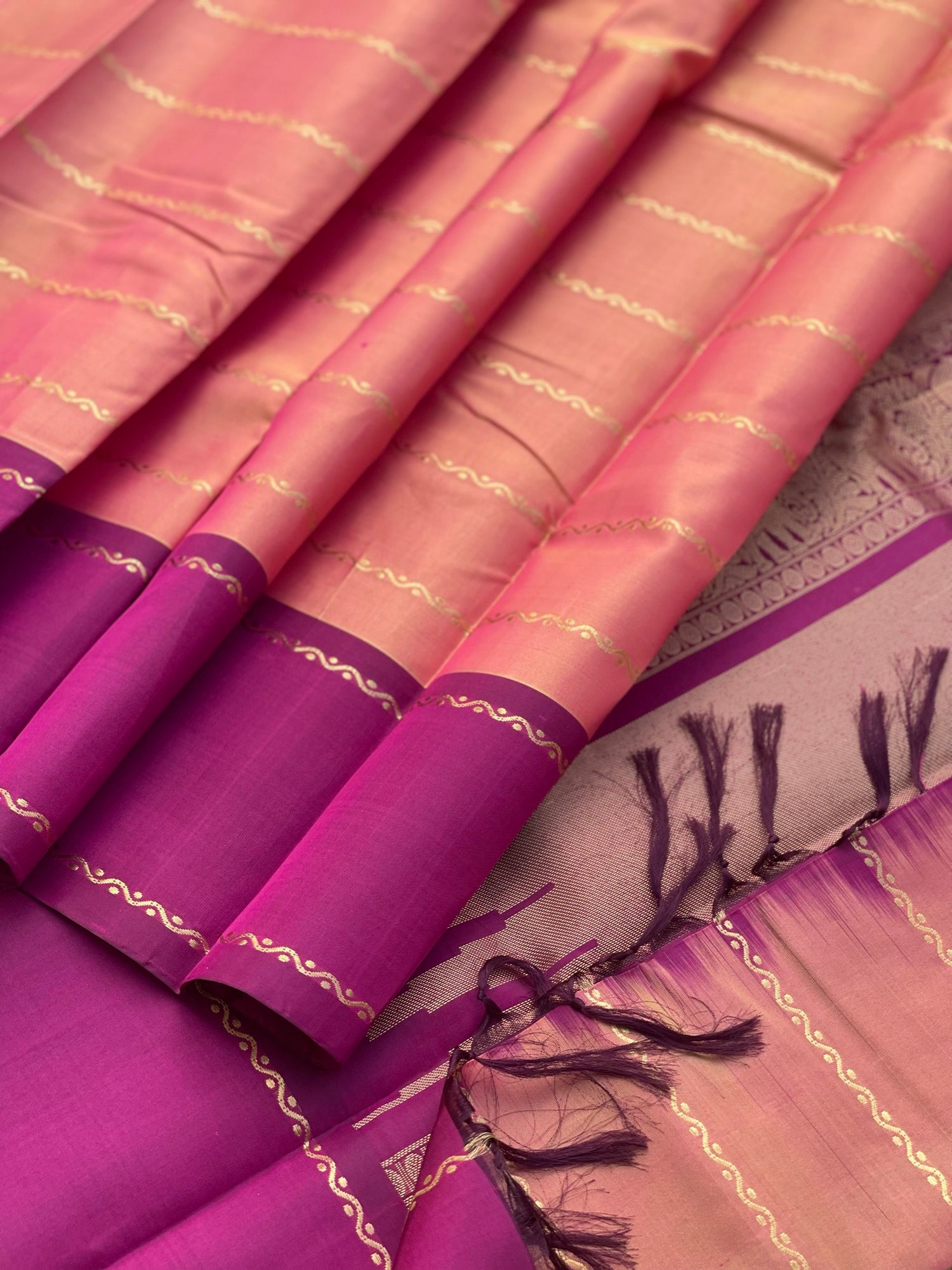 Threadwork Kanchivaram Silk Saree With Neli Veldhari And Rettapettu Border