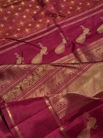 An epitome masterpiece arakku shade bhandini inspired kanchivaram silk saree masterpiece