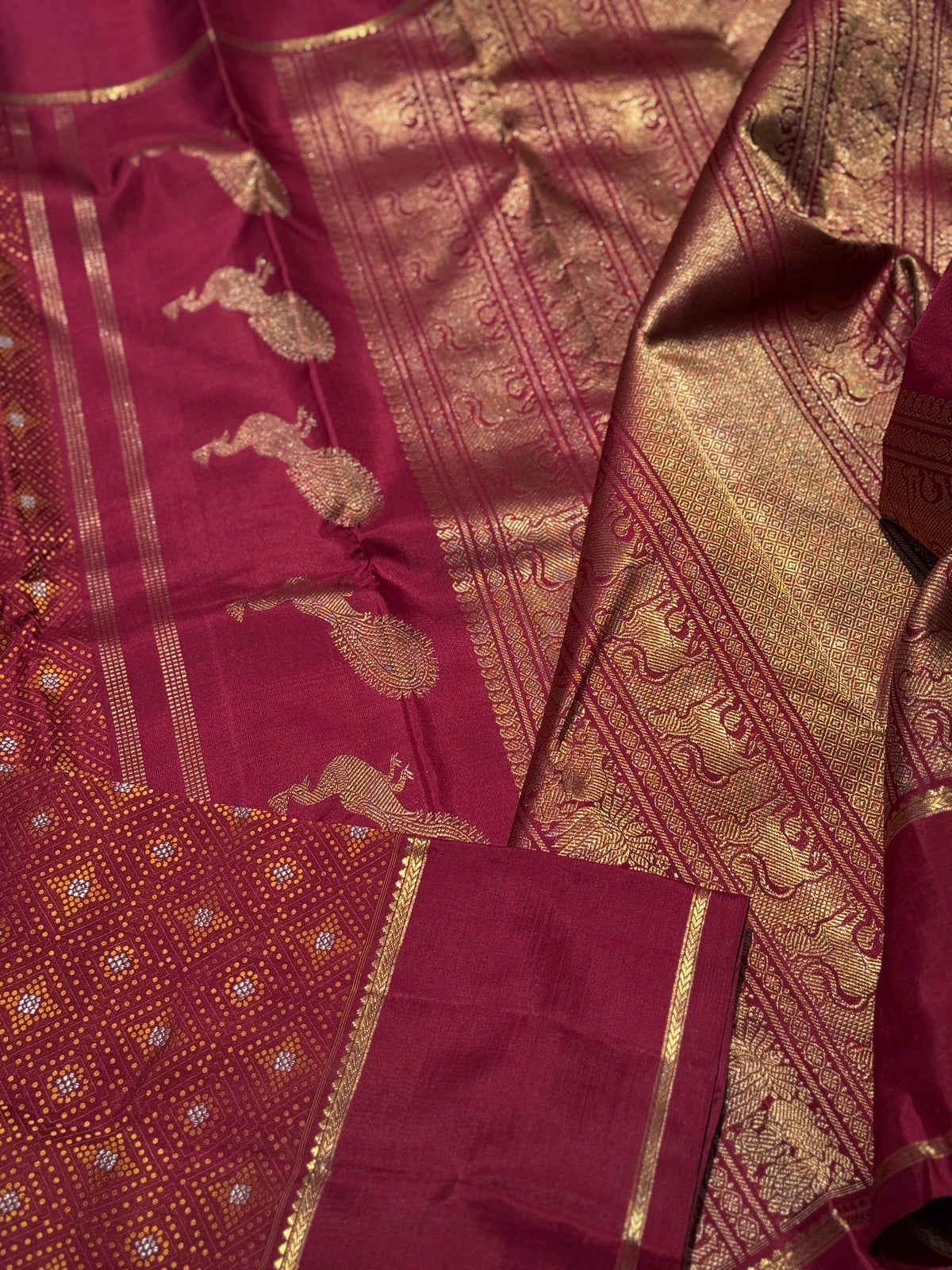 An epitome masterpiece arakku shade bhandini inspired kanchivaram silk saree masterpiece