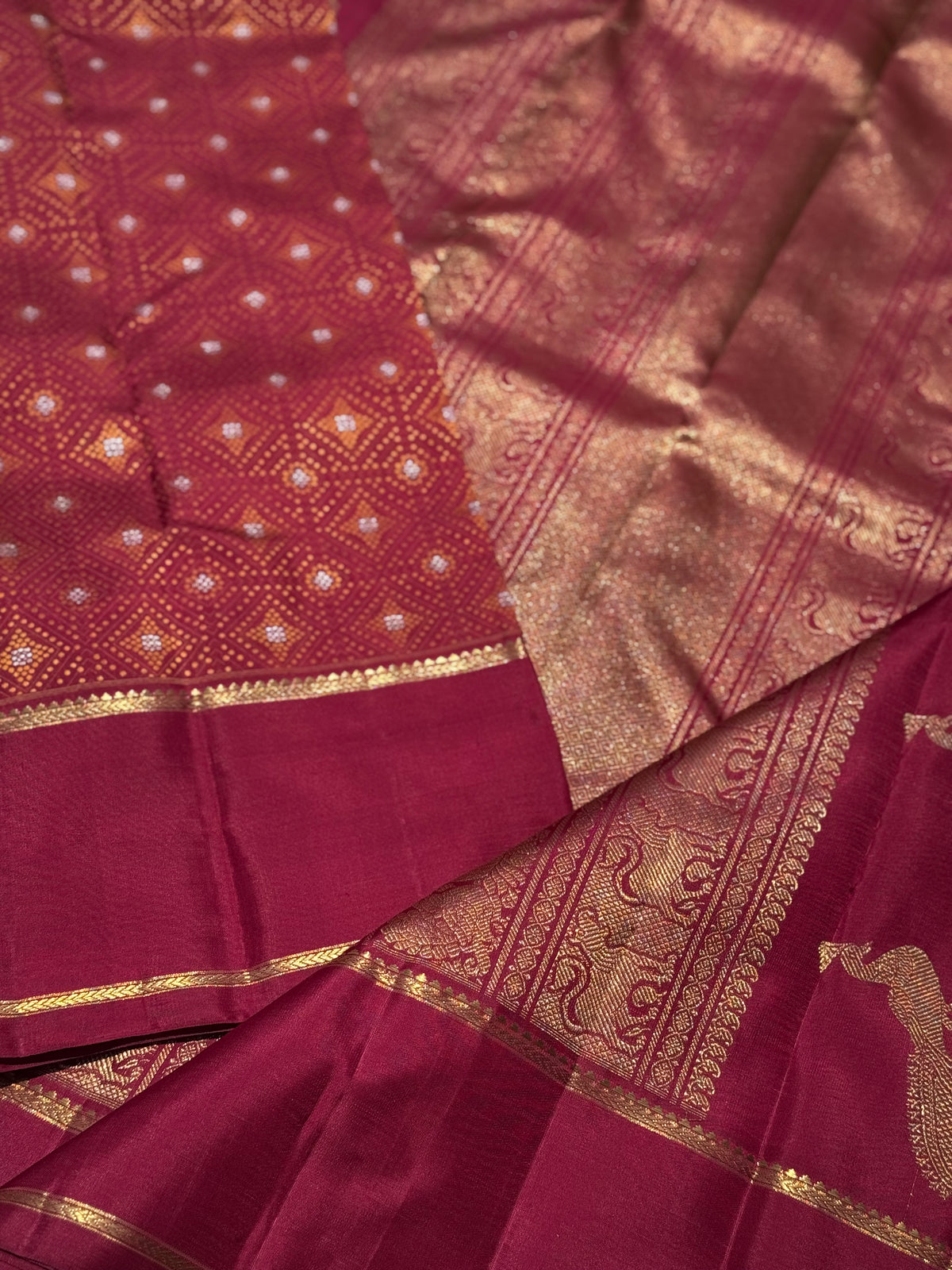 An epitome masterpiece arakku shade bhandini inspired kanchivaram silk saree masterpiece