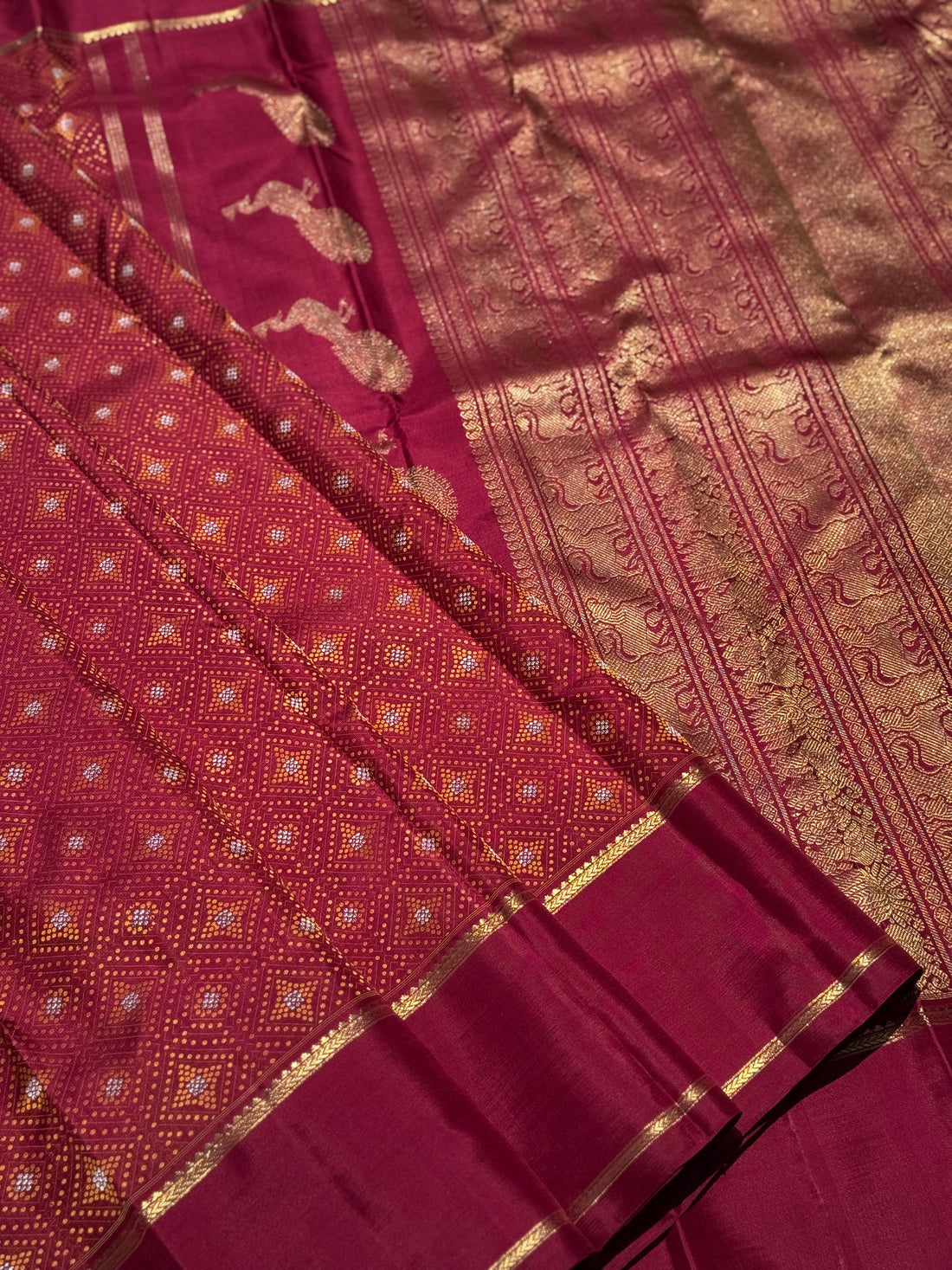 An epitome masterpiece arakku shade bhandini inspired kanchivaram silk saree masterpiece