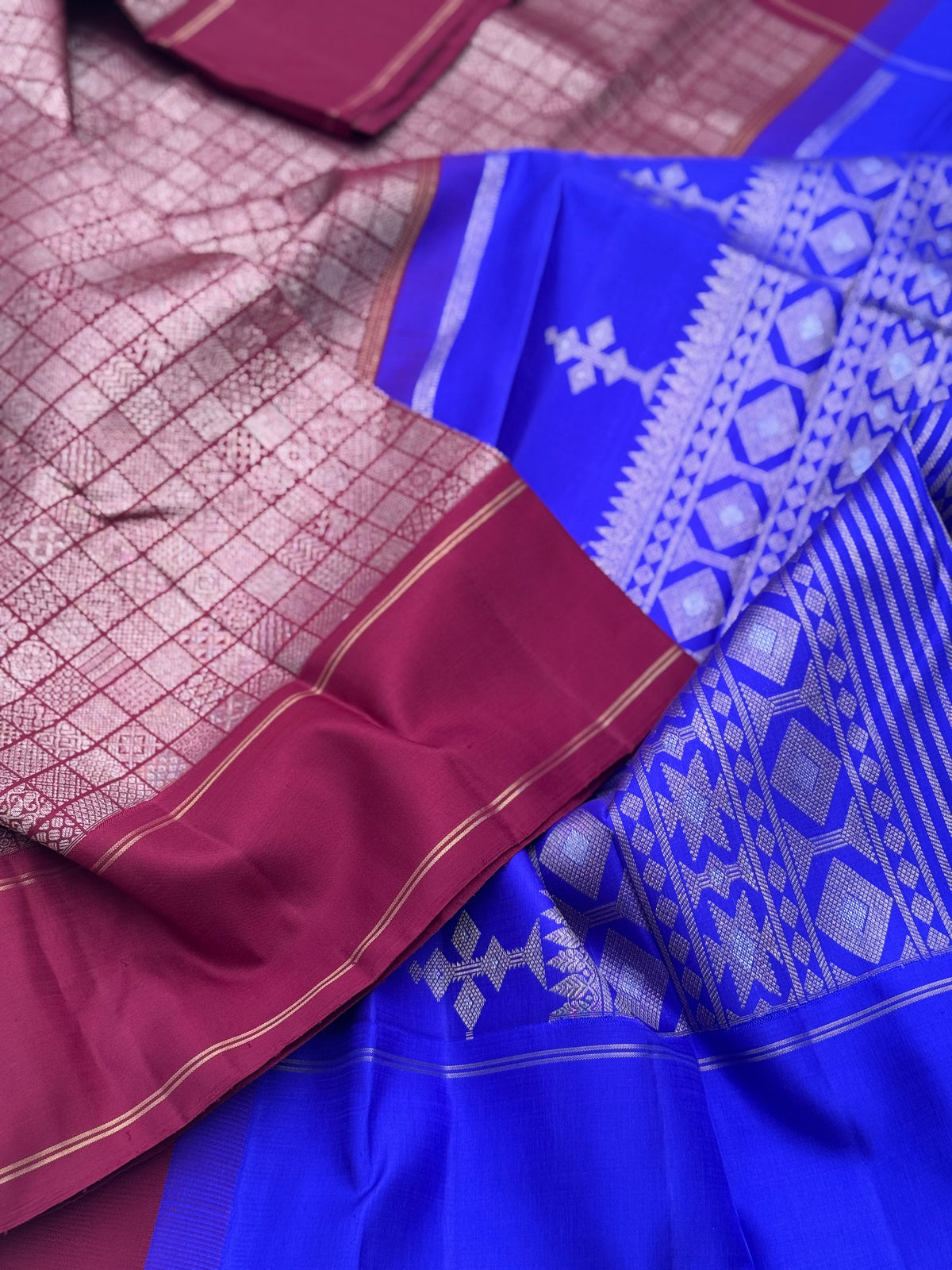 Part Payment link for Masterpiece 108 motifs deep burgundy with ms blue kanchivaram silk saree