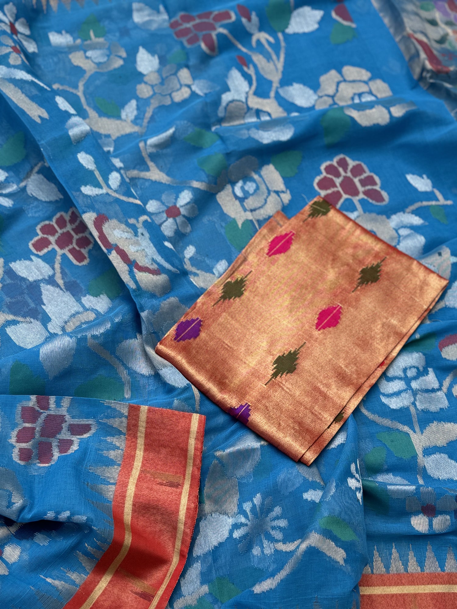 Exclusive Masterpiece Full Jaal Weave All Over Ponduru Khadhi JamdaniSaree with Muniya Paithani border and Tissue Pallu