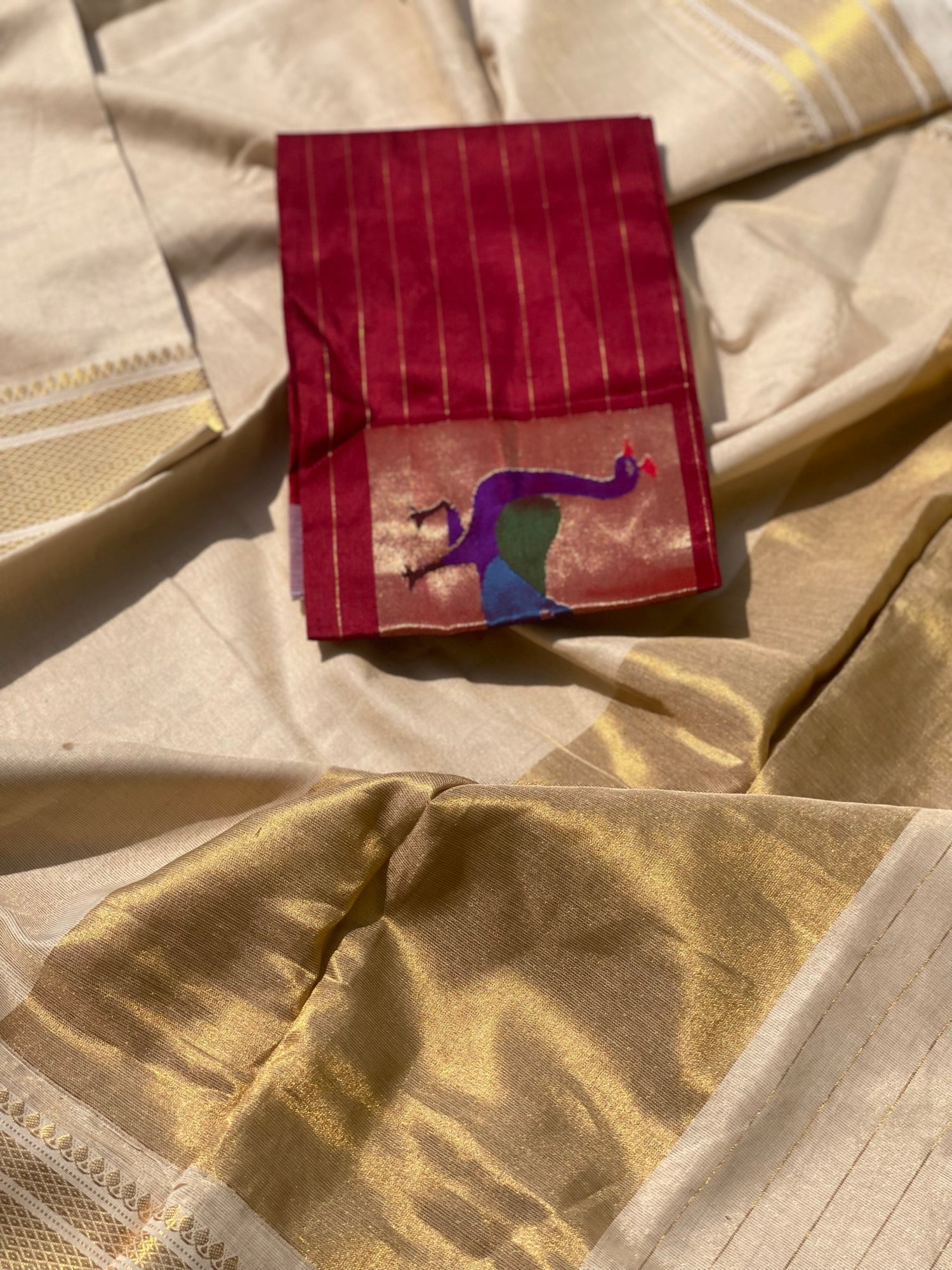 Exclusive Paithani Cotton Saree With Zari Woven Body Tissue Paithani Pallu Kadiyal Border Saree