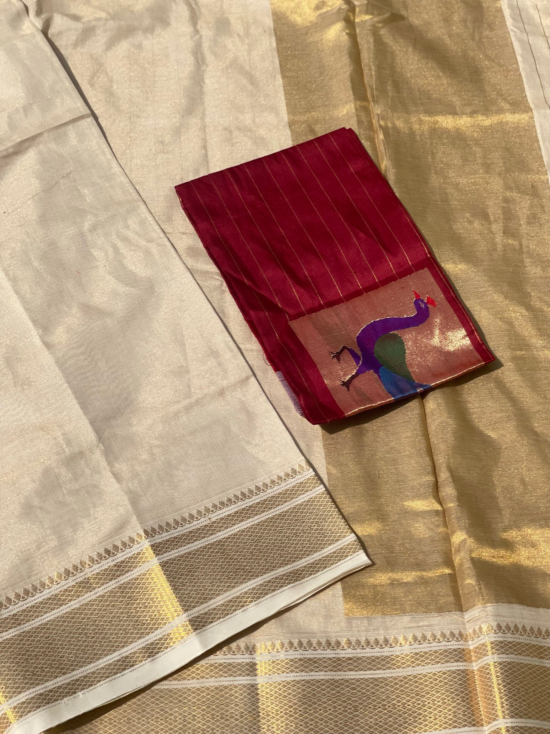 Exclusive Paithani Cotton Saree With Zari Woven Body Tissue Paithani Pallu Kadiyal Border Saree