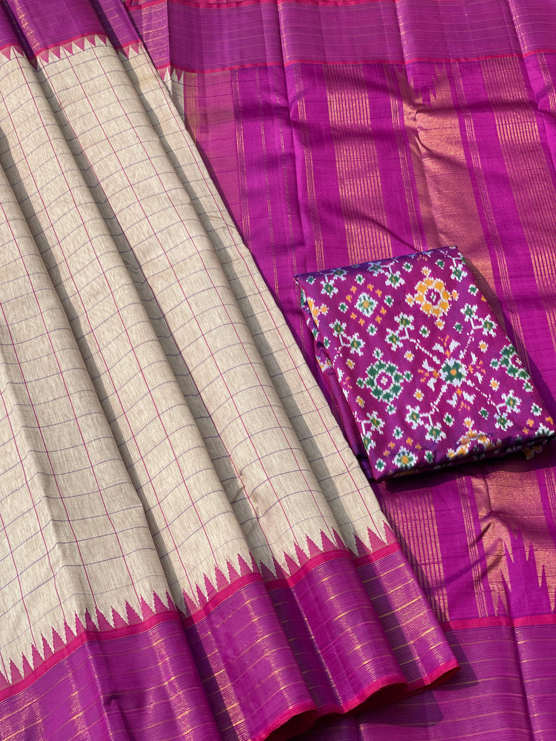 Linen by Mulberry silk Korvai Kanchivaram silk saree