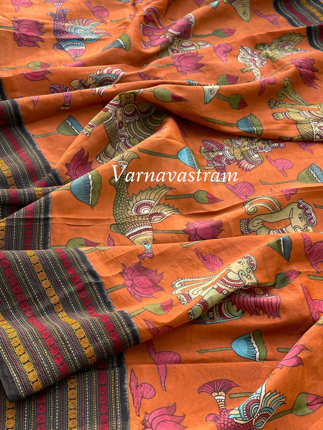 Penkalamkari Mythology Concept With Fusion Bomkai Saree