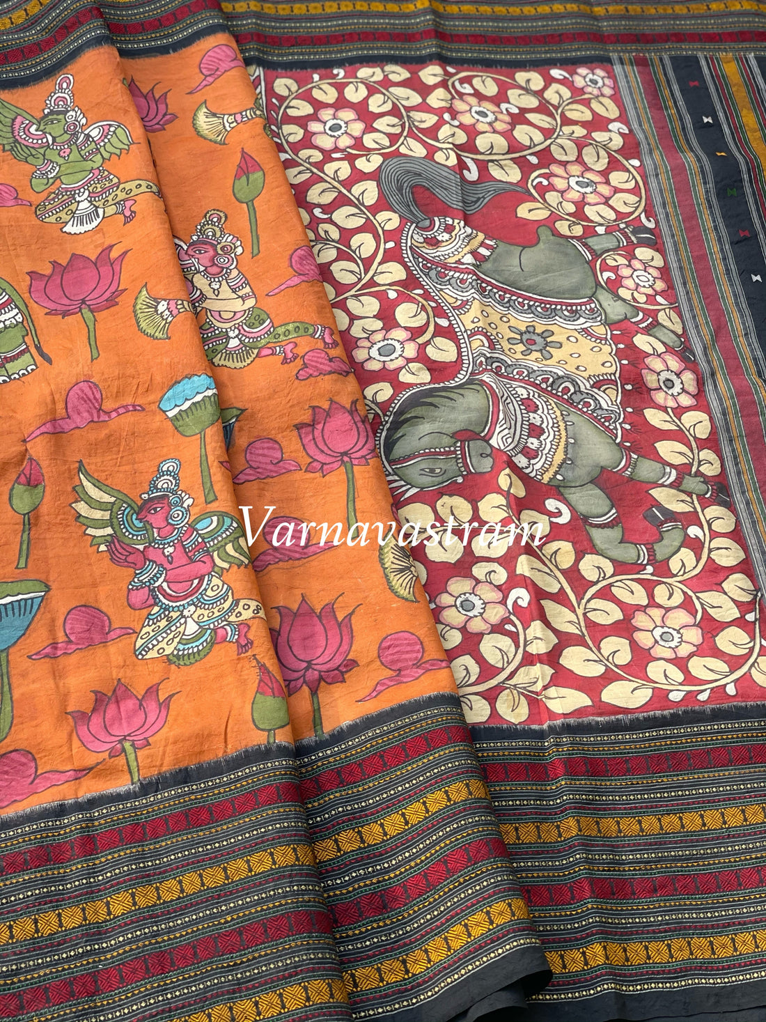 Penkalamkari Mythology Concept With Fusion Bomkai Saree