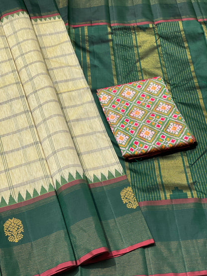 Linen by MulberrySilk Korvai Kanchivaram Silk Saree
