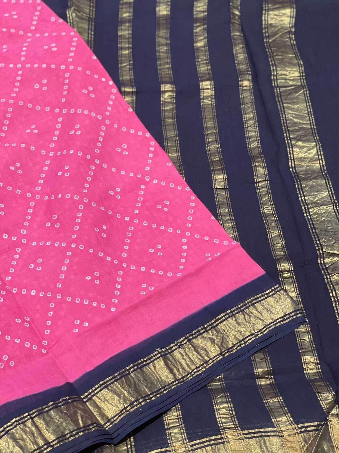 Handloom Woven And Handkotted And Tie Dyed Madurai Kaikattu Sungudi Cotton