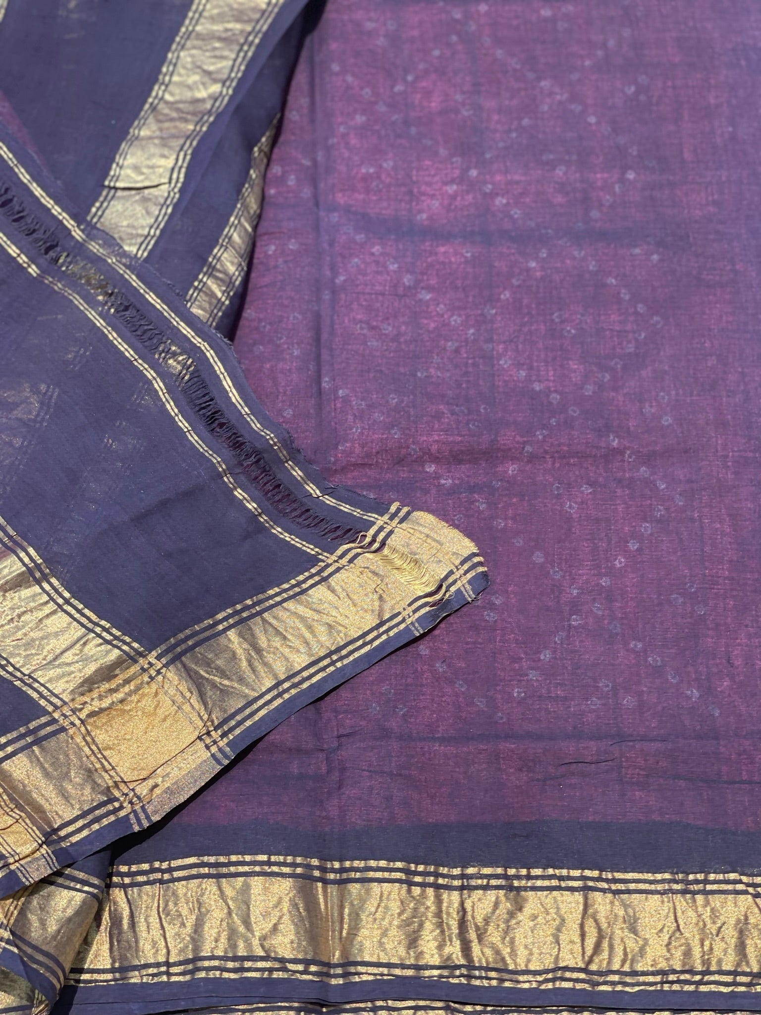 Handloom Woven And Handkotted And Tie Dyed Madurai Kaikattu Sungudi Cotton