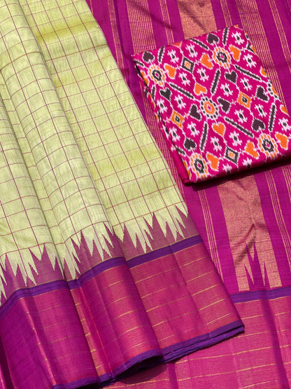 Linen By Mulberry Silk Korvai Kanchivaram silk saree