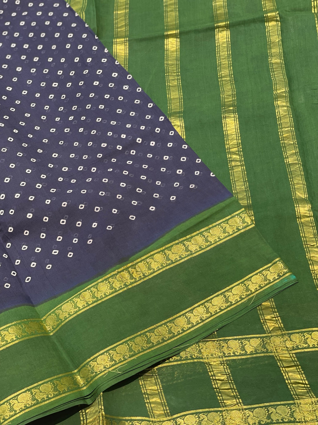 Handloom And Handkotted And Tie Dyed Madurai Kaikattu Sungudi Cotton